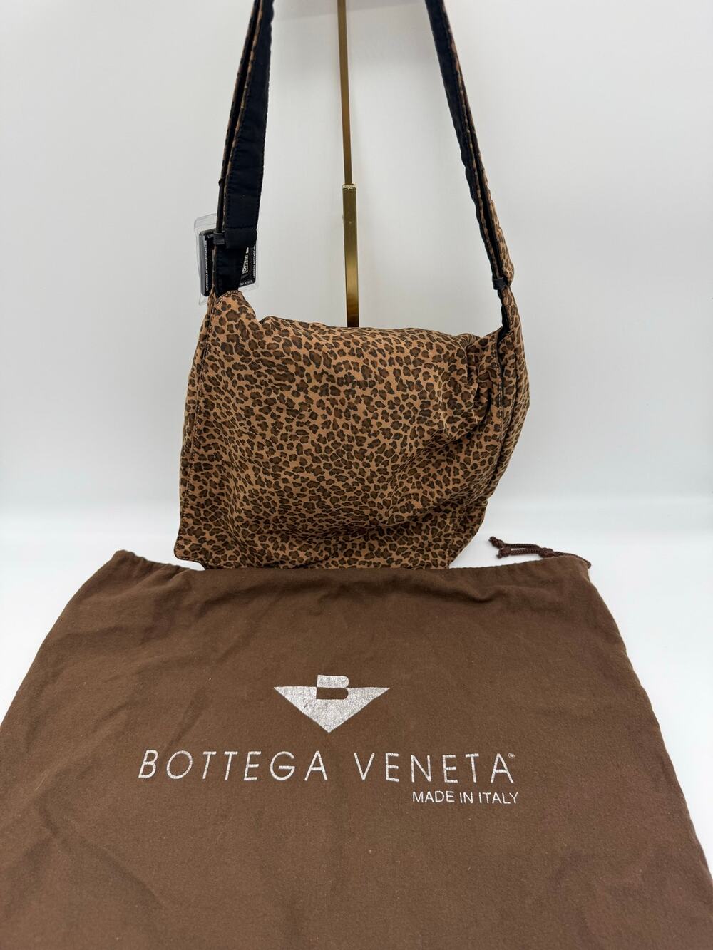 ⁠Vintage Bottega Veneta Leopard Nylon Flap Crossbody Bag w/ Dust Bag & COA Tag⁠